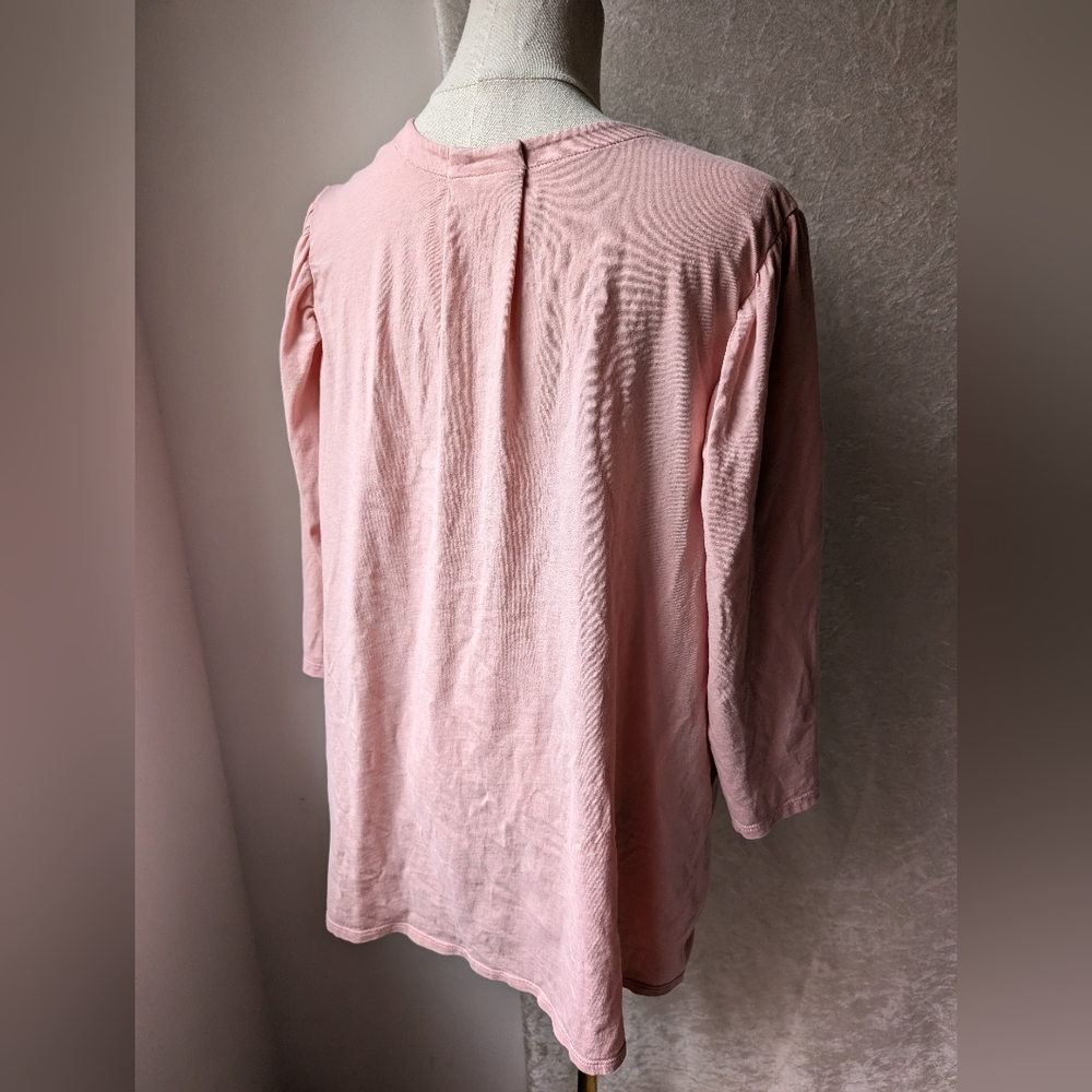 J Jill Baby Pink Cotton 3/4 Sleeve Puff Sleeve Soft 2x - Picture 5 of 5